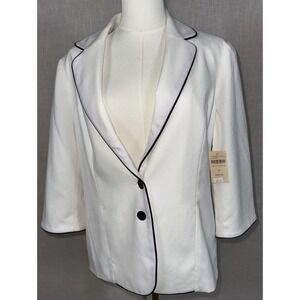 New Coldwater Creek Blazer Women's Sz 10‎ Black White Contrast NWT Rtl $139.95